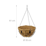thumbnail of Relaxdays Hängekorb 3er Set, Kokos, Blumenampel mit Kette, 35 cm Durchmesser, je Pflanzenhalter 10 Liter Volumen, braun