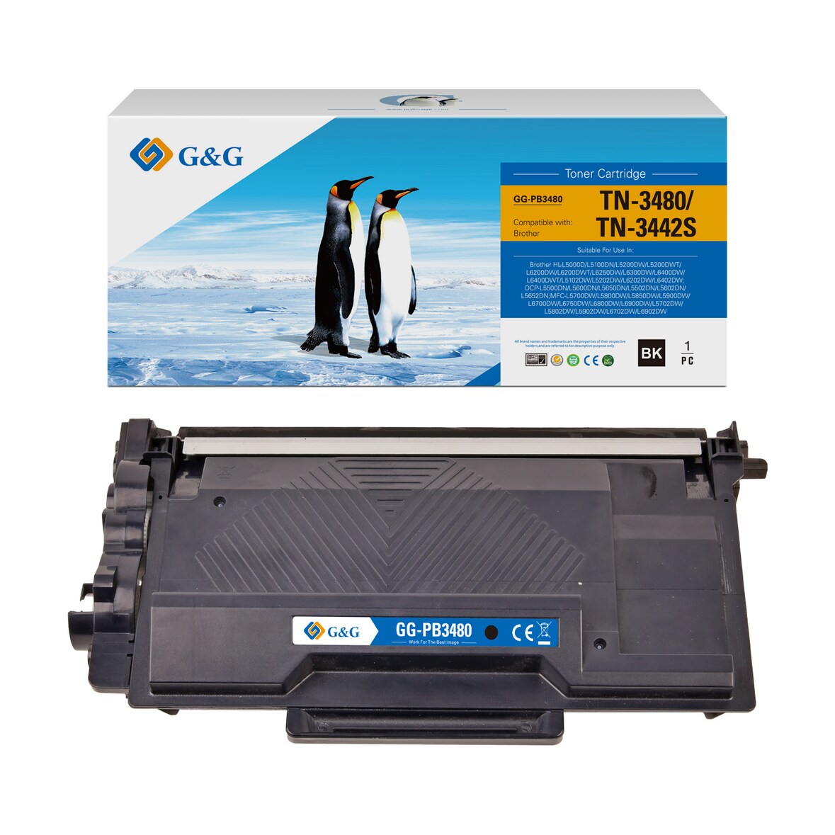 G&G Brother TN-3480 - Huismerk Toner - Zwart
