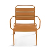 thumbnail of Poltrona relax e poggiapiedi in metallo caramello