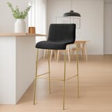 thumbnail of CLP 2er Set Barhocker Hover Stoff Vierfußgestell Gold Stoff HBT: 100x43x48 cm dunkelgrau