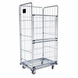 thumbnail of Wäschewagen mit 2 Zwischenböden klappbar, 4 Abweisräder. Stahlboden, 3-seitig, Nutzhöhe 1.600 mm, 850 x 630 x 1.750 mm, 500 kg