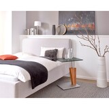 thumbnail of Vierhaus Beistelltisch Platte Parsolglas, stufenlos höhenverstellbar, Wange Wildeiche massiv, Bodenplatte edelstahlfarbig lackiert, rollbar