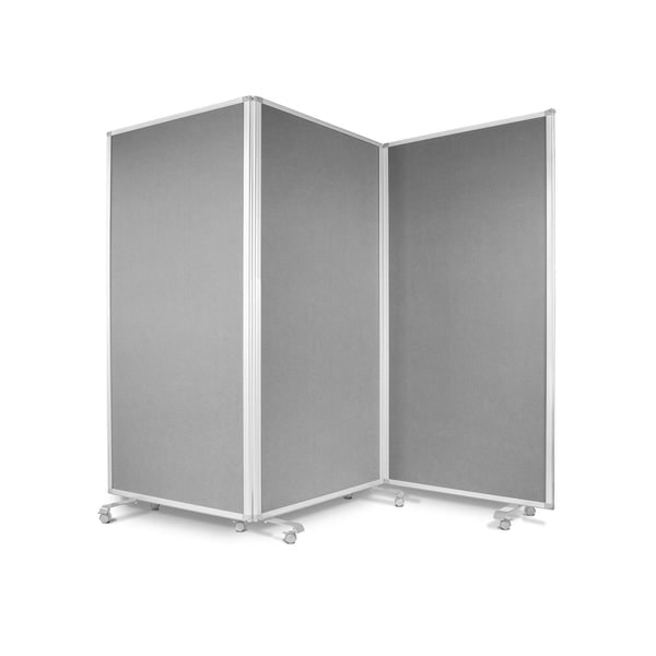 Filz Stellwand - Trennwand 3-teilig  mit Rollen - doppelseitig nutzbar / 180 x 180 cm Grau