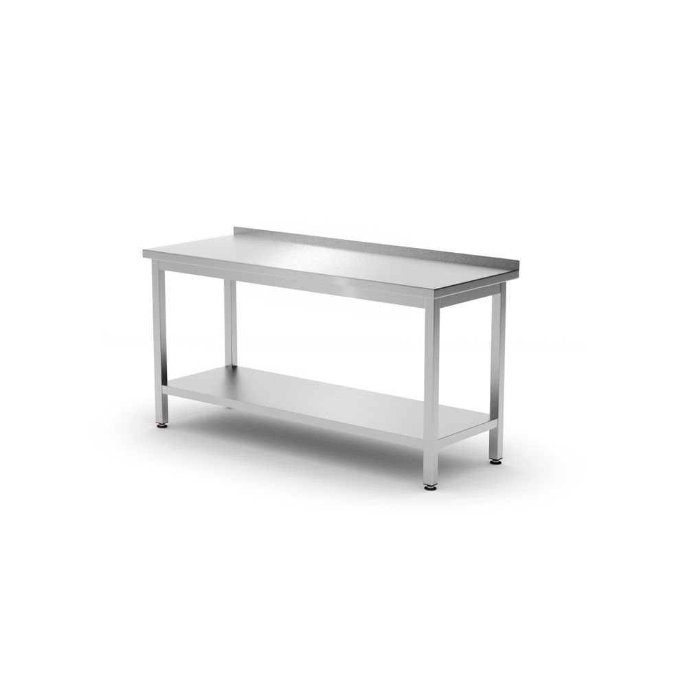 Hendi werktafel met onderstel en opstand van roestvrij staal 800x600x850mm