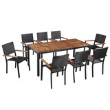 thumbnail of vidaXL 9-tlg. Garten-Essgruppe Poly Rattan Akazie Massivholz Schwarz