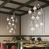 thumbnail of Zafferano LED-Pendelleuchte aus Aluminium und mundgeblasenem Borosilikatglas, warmes Licht 2700 K, Durchmesser 18 cm, Aluminiumfarbe