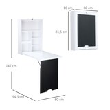 thumbnail of Wandschreibtisch Klapptisch 60x95x147 cm mit 5 Fächern Schreibtafel Wandmontage platzsparend MDF Schwarz