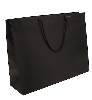 Bolsa gigante kraft negro de lujo con cordón 52 + 16 x 40 cm por 50 - Gimex