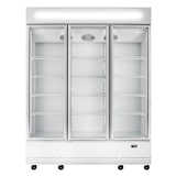 thumbnail of Frigorífico expositor de bebidas com painel iluminado, branco, 3 portas de vidro pivotantes, 218 x 192 x 74 cm, com fechadura, 1610 L Vaiotec 11419