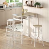 thumbnail of HOMCOM juego de mueble de bar set de mesa alta y 2 taburetes con estante de almacenamiento y marco de metal para cocina comedor 80x50x90 cm