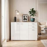 thumbnail of Credenza Mobile Soggiorno Madia Moderna Cucina Sala Pranzo Ingresso Minimal Contenitore Ante Cassetti Arredo Salvaspazio 103x 70x 35 Cm Rovere Chiaro