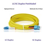 thumbnail of Helos LWL Patchkabel LC/SC Duplex 9/125µm OS2 gelb 0,5m