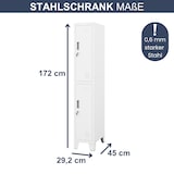 thumbnail of Umkleideschrank Spind BERLIN 2 Abteile Etikettenhalter Lüftungsschlitze Umkleidespind Schließfachschrank Garderobenspind 172x29,2x45cm Weiß