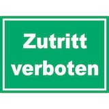thumbnail of Zutritt verboten Schild grün-weiß A2 Rückseite selbstklebend