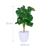 thumbnail of Relaxdays Kunstpflanze Monstera, 2er Set künstliche Pflanzen, im Topf, Plastikpflanzen, H x D: 33 x 20 cm, grün/weiß