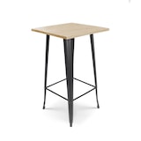 thumbnail of Table de bar "Mange Debout" style industriel en métal noir mat et plateau bois clair - 60x60 cm
