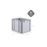 thumbnail of PROREGAL 5x Eurobox NextGen Grip mit Scharnierdeckel & roten Verschlüssen | HxBxT 32x30x40cm | 30 Liter | Griffe geschlossen | Glatter Boden