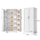 thumbnail of Küchenschrank 60x35x128 cm Weiß mit LED-Sensorleuchte, höhenverstellbaren Einlegeböden, 5 Ablagen, Türen und Kippschutz für Küche und Wohnraum