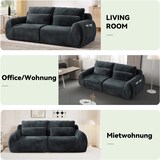 thumbnail of Merax 2-Sitzer Sofa mit USB-Ladeanschluss & Seitentasche, hochfedernder Schaumstoff, Samt, Grau