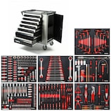 thumbnail of Mephisto XXL Werkzeugwagen Werkstattwagen mit 7 befüllten Schubladen wie Schraubenschlüssel, Ratsche mit Nusskasten usw. in Soft Inlays in Carbonoptik