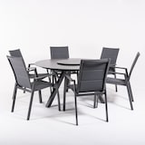 thumbnail of Conjunto de mesas y sillas de jardín, Redonda 135 cm de Cristal templado, Color Antracita + 6 sillones de Acolchados