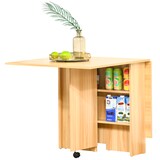 thumbnail of Mesa de Comedor Plegable con Ruedas Estante para Cocina Salón 140x80x74cm Madera