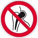 thumbnail of Aufkleber Kein Zutritt für Personen mit Implantaten aus Metall ISO 7010, Folie, Ø 200 mm