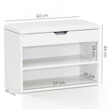 thumbnail of Schuhbank mit Sitzfläche Weiß Garderoben-Bank Holz 60 x 40 x 30 cm, Holzbank klein gepolstert, Sitzbank schmal Flur mit Stauraum, Truhenbank