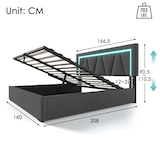 thumbnail of Polsterbett 160x200 cm mit USB- und Type-C-Anschlüssen und LED-Beleuchtung – modernes Design und hoher Komfort