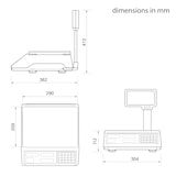 thumbnail of CAS ERJ-P Hochanzeige, preisrechnend, Ladenwaage, GEEICHT, Wägebereich max 15 kg, Ablesbarkeit 2g