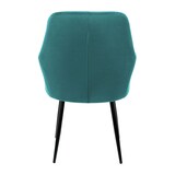 thumbnail of 2er Set Esszimmerstühle mit Rücken- und Armlehnen, Türkis, Küchenstühle mit Samtbezug, Polsterstühle mit Metallbeinen