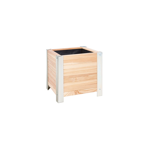Wilk Pflanzgefäß Lärche, Quadrat, silber-alu