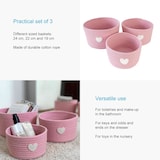 thumbnail of Intirilife 3-teiliges Aufbewahrungskorb Set Organizer in Rosa mit Herzaufnäher - 24 x 14 / 22 x 12.5 / 19 x 10 cm - Körbe für Regale Ablagen