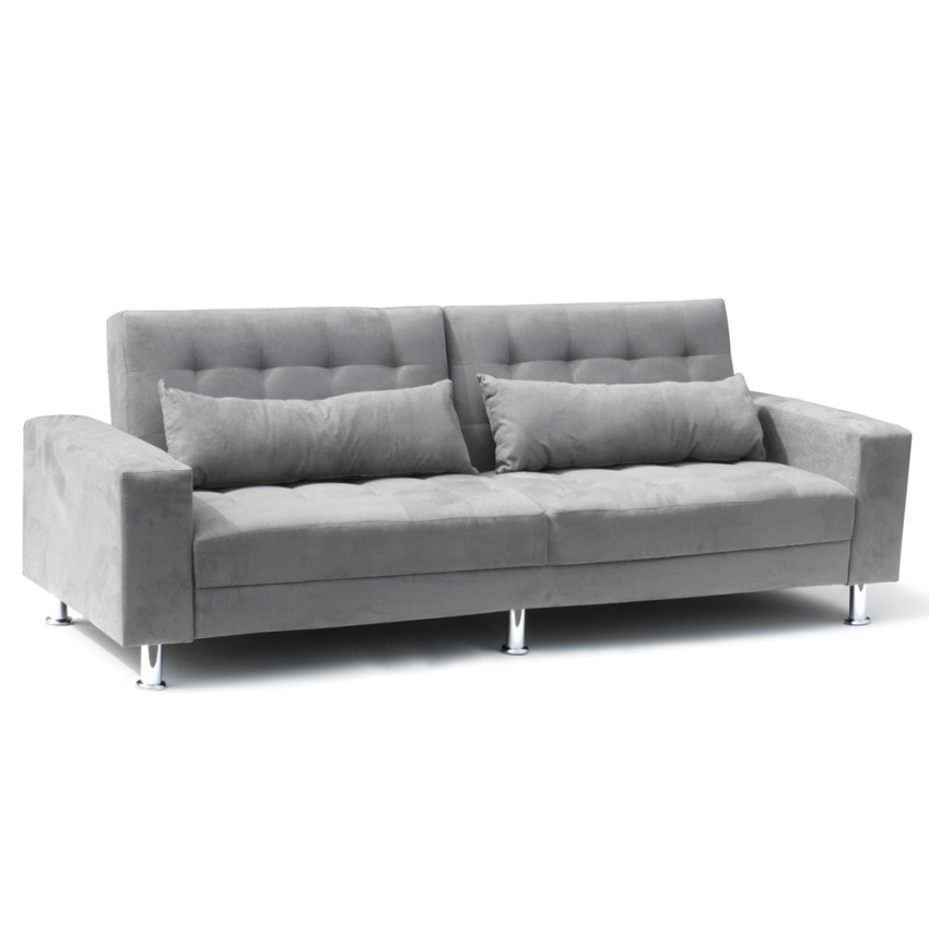 Divano letto 2 3 posti con schienale reclinabile e cuscini matrimoniale Quarzo pronto letto - Grigio-DI1798MIG