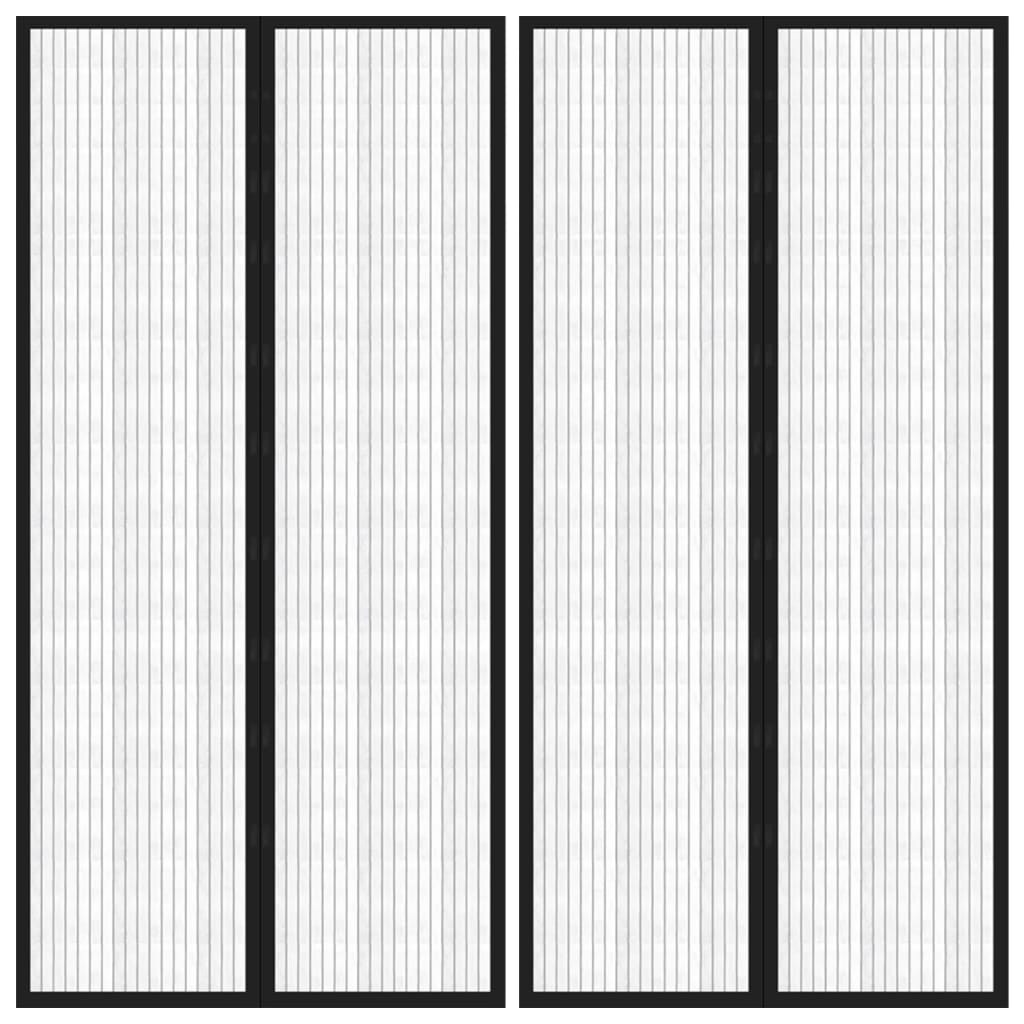 Insektenschutz Türvorhänge 2 Stk. mit Magnet Schwarz 220x100 cm