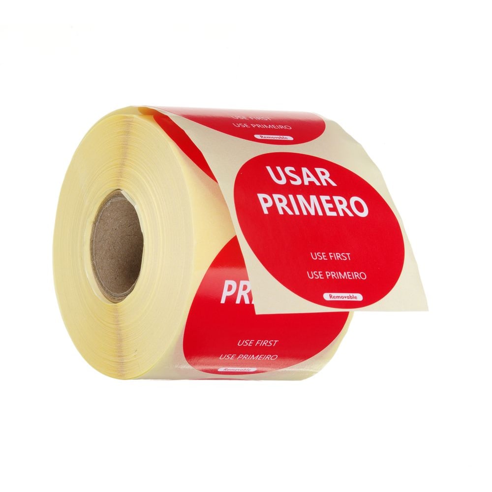 Zelfklevende voedselveiligheidsetiketten, multifunctioneel, gemakkelijk te verwijderen, "USE FIRST", HENDI, Rood, 500 u., Ø50mm