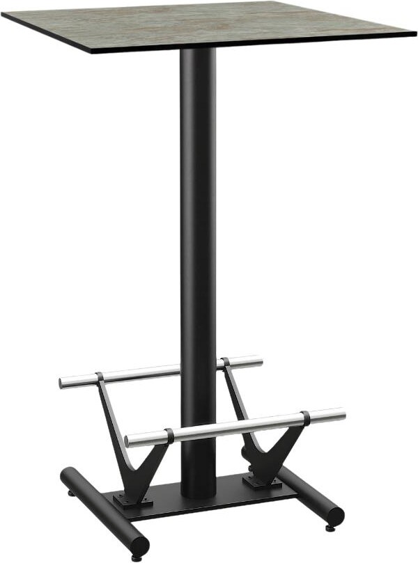 Terrassen-Stehtisch Gastro HPL Compact Premium | 60x60 cm Zement Grau | mit Edelstahl Fußrasten