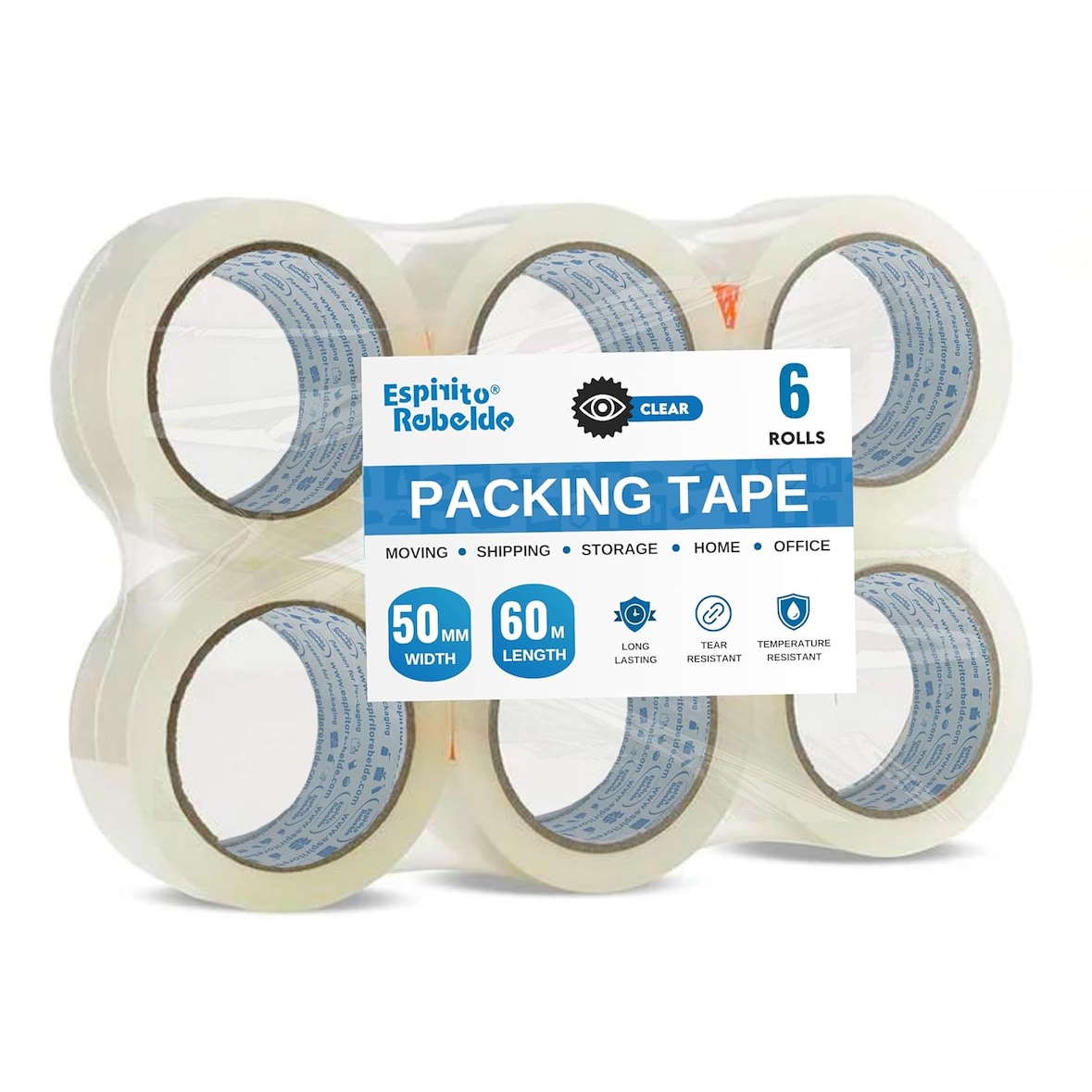 6 Rollen Transparante Plakband 50mm x 60m | Verpakkingsplakband, Sterk Plakband