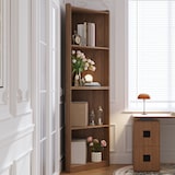 thumbnail of Eckregal MDF Walnussbraun 55x32x180 cm mit Kippschutz, hohes Standregal für Raumecken