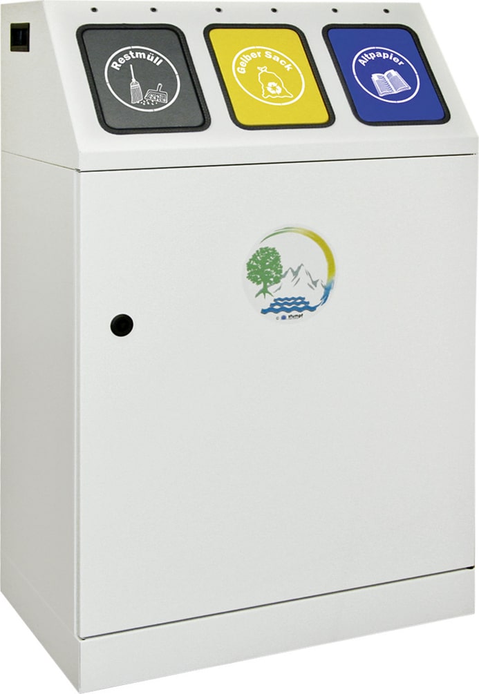 Abfalltrennung Triplex, RAL 7035/RAL 7016,RAL 1003, RAL 5010, verz. Innenbehälter, 3x30 Liter