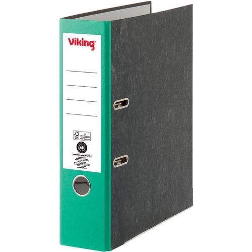 Viking Ordner Breit DIN A4 80 mm Grün, Schwarz 2 Ringe Pappkarton Wolkenmarmor Hochformat