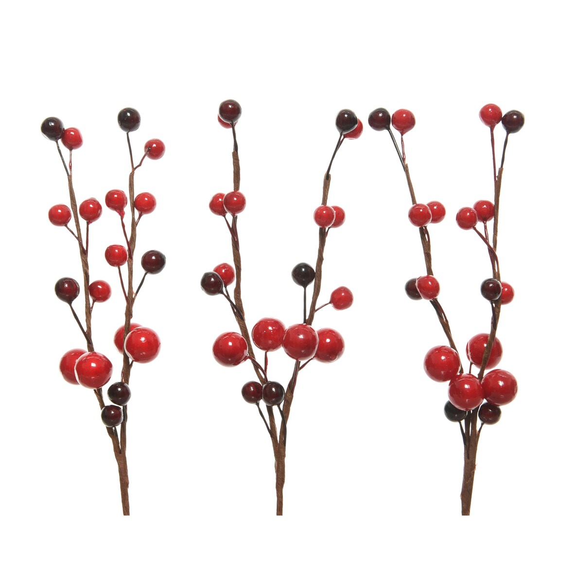 Dekozweige künstlich mit Beeren 8cm, 3 Stück