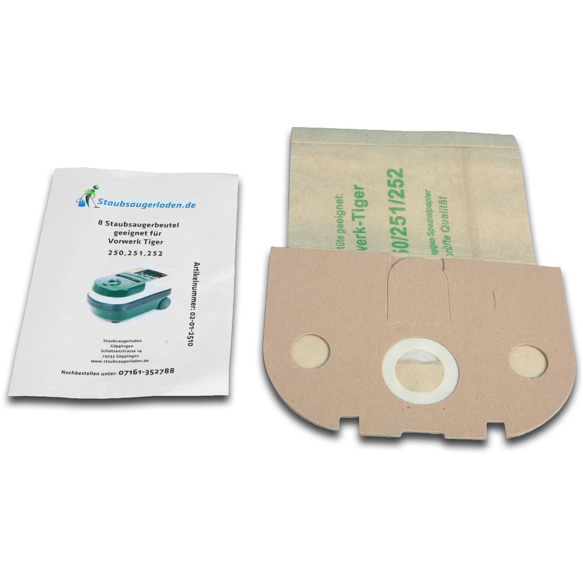 8 hochwertige Staubsaugerbeutel + Filter passend für Vorwerk Tiger 250 251 252