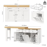thumbnail of Bartische MDF Weiß 120-200x40x76 cm ausziehbar mit Schublade, Türfach und herausziehbarem Abfallbereich