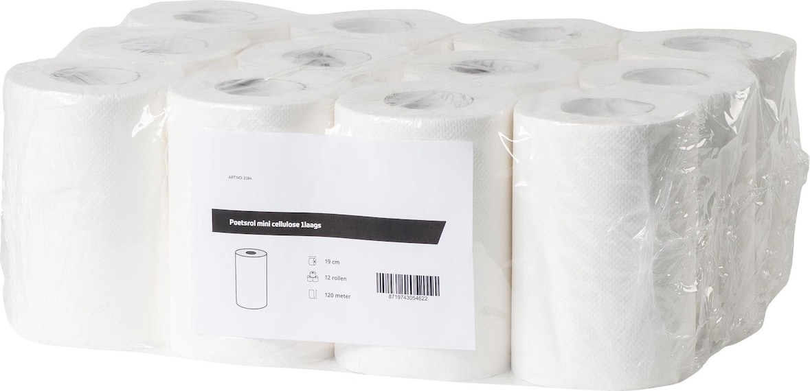 Putzrolle mini | Zellstoff | 1-lagig | 19 cm | 12 Putztuchrollen | weiß