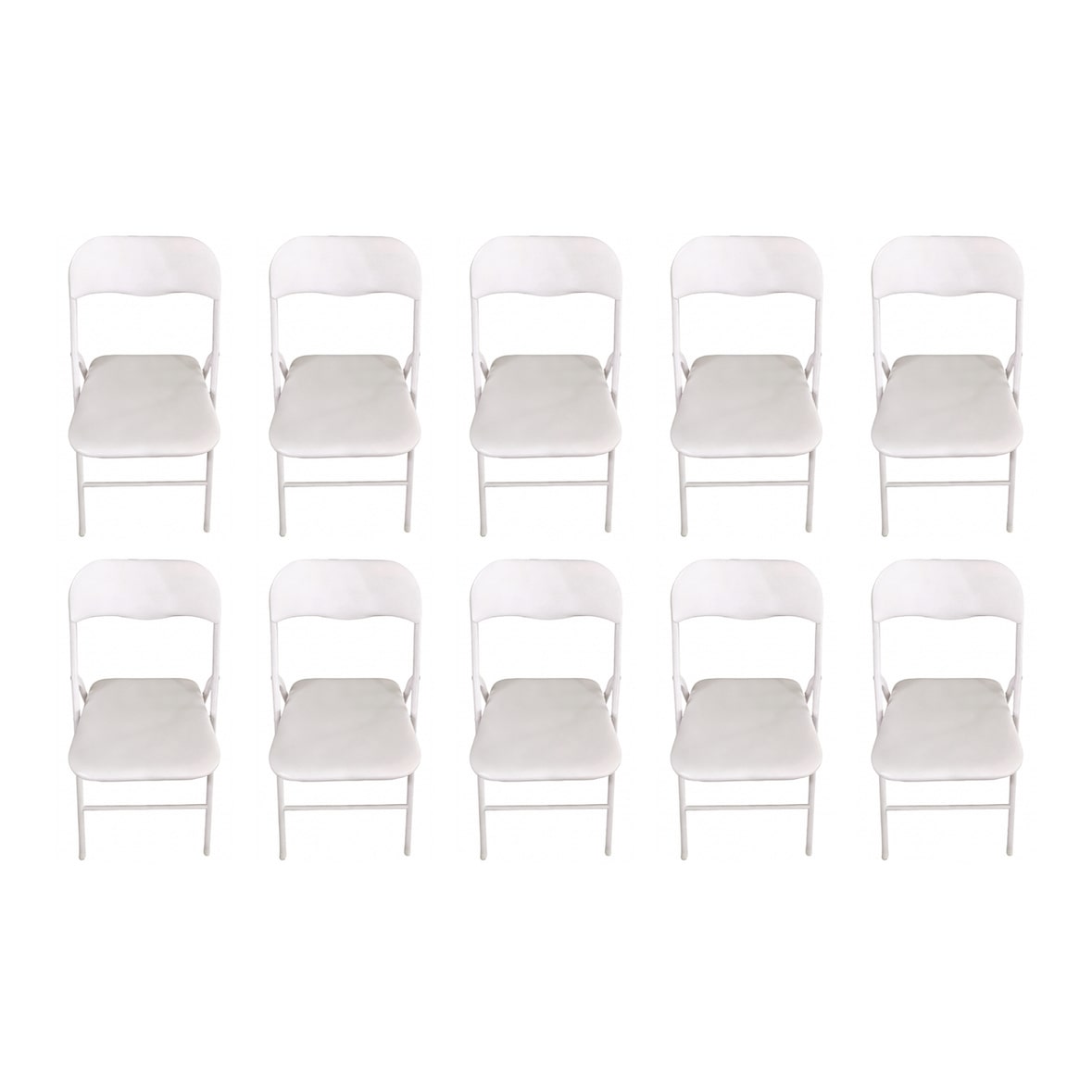 Pack 10 Sillas Blancas Plegables Premium con Estructura Metálica y Asiento Acolchado en Polipiel PU. Respaldo Ergonómico (80x44x43,5 cm)
