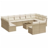 thumbnail of vidaXL 13-tlg. Garten-Sofagarnitur mit Kissen Beige Poly Rattan