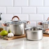 thumbnail of San Ignacio - Onil Kochgeschirr-Set, 16/18/20 cm, Edelstahl, mit 3 16/20/24 cm großen Pfannen aus gepresstem Aluminium, Induktion