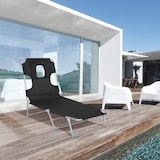 thumbnail of Outsunny Tumbona Reclinable y Plegable de Jardín con Orificio de Lectura Reposacabezas y Respaldo Ajustable en 5 Niveles para Playa 182x56x24,5 cm