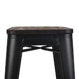 thumbnail of Tabouret de bar en métal noir mat style industriel et assise en bois foncé - Hauteur 66 cm